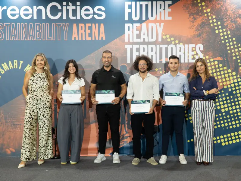 Launch4 team on stage at the GreenCities Sustainability Arena